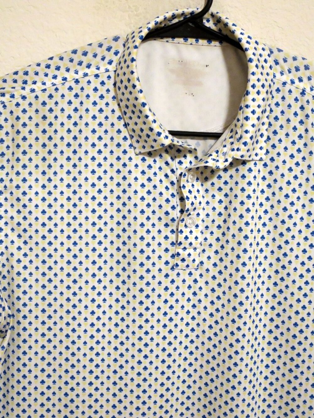 Straight Down Shirt Mens Large Short Sleeve Golf Performance Polo White Blue
